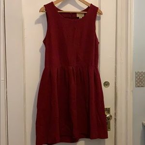Anthropologie maroon fit and flare dress - size L